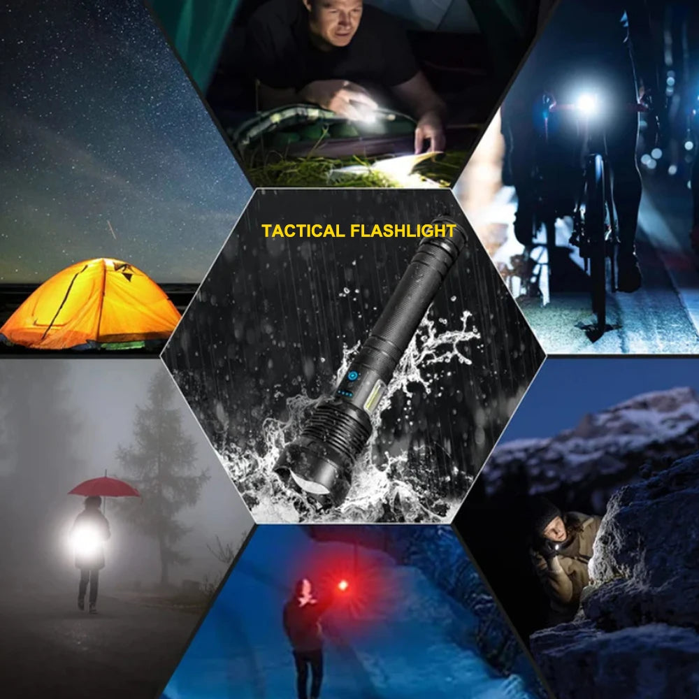 "Illuminate Your World: 90000 Lumens XHP90 LED Tactical Flashlight - Power & Precision"