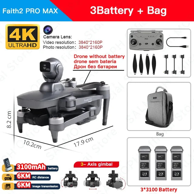 C-FLY Faith2 Pro Drone 4K Professional 3-Axis Gimbal 5G Wifi GPS FPV