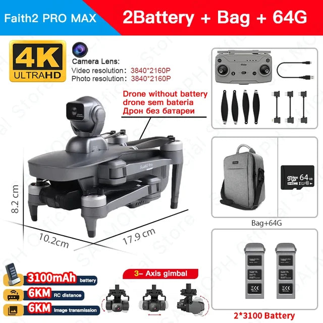 C-FLY Faith2 Pro Drone 4K Professional 3-Axis Gimbal 5G Wifi GPS FPV