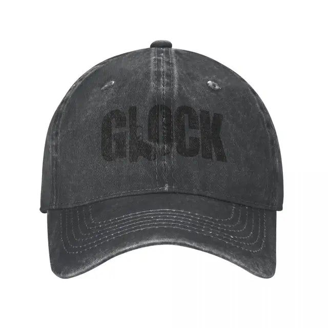 "Aim for Style: Distressed Denim Glock Tactical Shooting Baseball Caps"