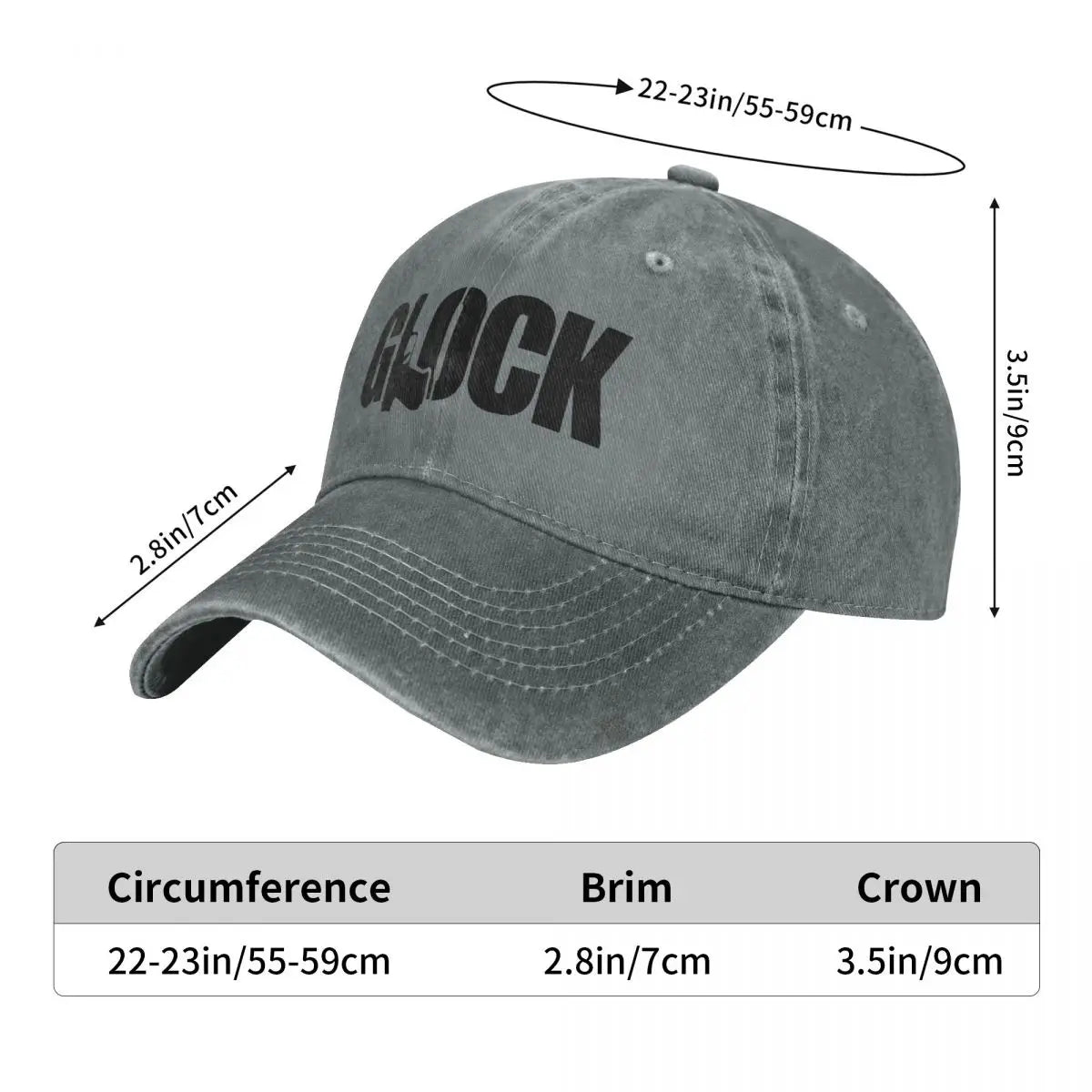 "Aim for Style: Distressed Denim Glock Tactical Shooting Baseball Caps"