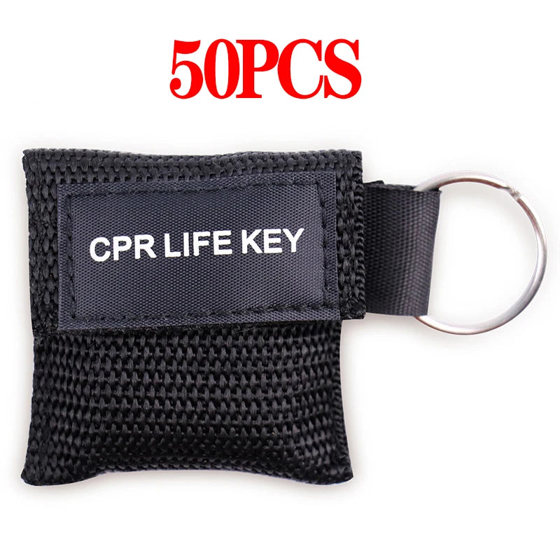 20/50Pcs Disposable One-way CPR Resuscitator Mask First Aid Emergency Breathing Face Shield Keychain Outdoor Emergency Survival