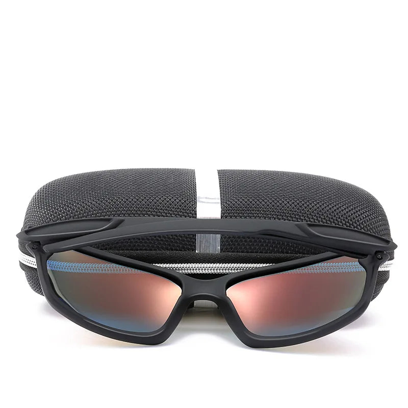Men's Sports Sunglasses Polarized Cool Mirror Lens Square Driving Shades Outdoor Fishing Sun Glasses With Free Box