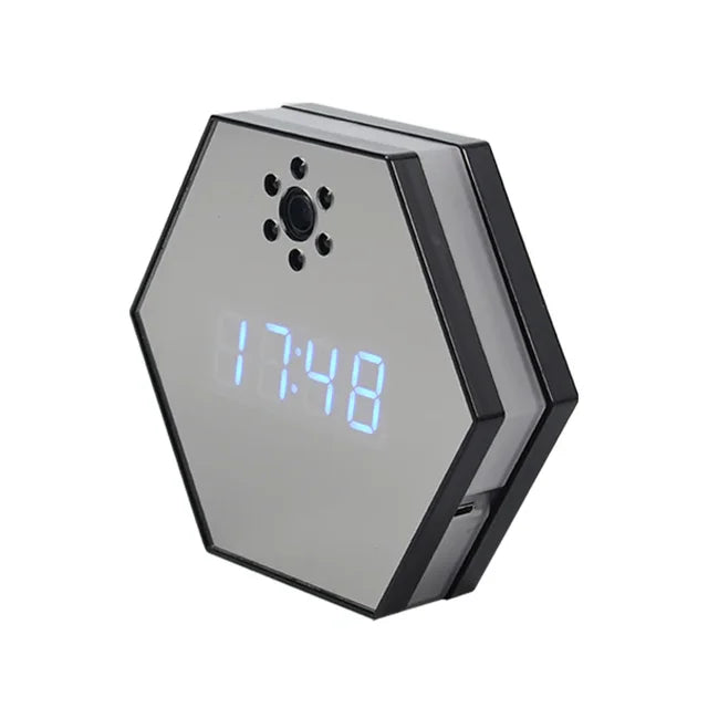 "Innovative Surveillance: 4K HD Mini WiFi Camera Electronic Clock with Two-Way Audio"