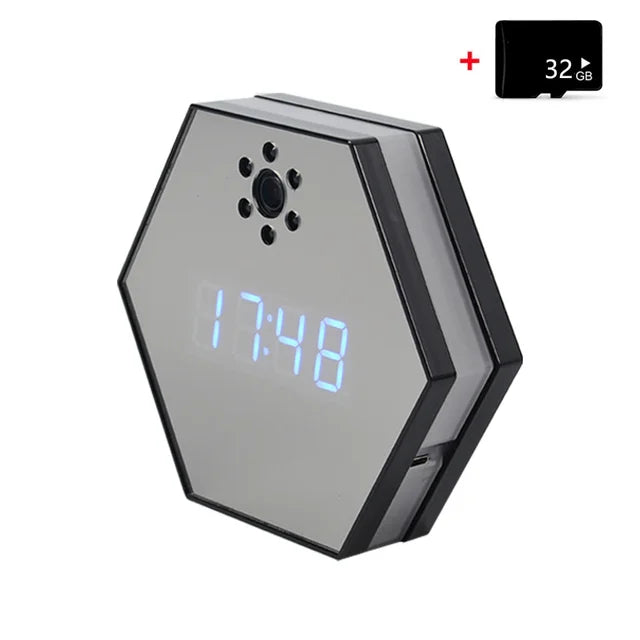 "Innovative Surveillance: 4K HD Mini WiFi Camera Electronic Clock with Two-Way Audio"