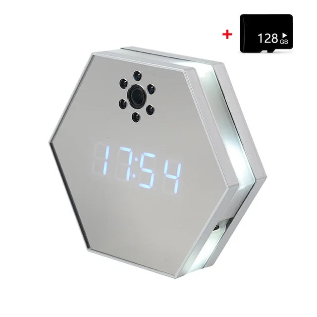 "Innovative Surveillance: 4K HD Mini WiFi Camera Electronic Clock with Two-Way Audio"