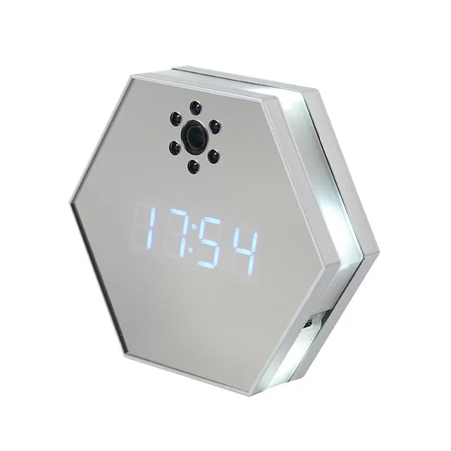 "Innovative Surveillance: 4K HD Mini WiFi Camera Electronic Clock with Two-Way Audio"