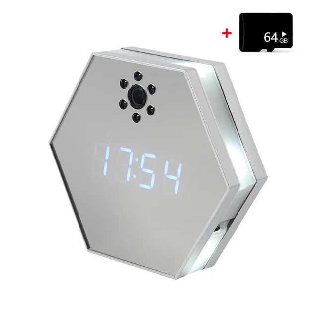 "Innovative Surveillance: 4K HD Mini WiFi Camera Electronic Clock with Two-Way Audio"