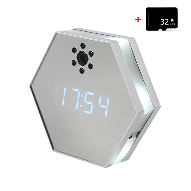 "Innovative Surveillance: 4K HD Mini WiFi Camera Electronic Clock with Two-Way Audio"