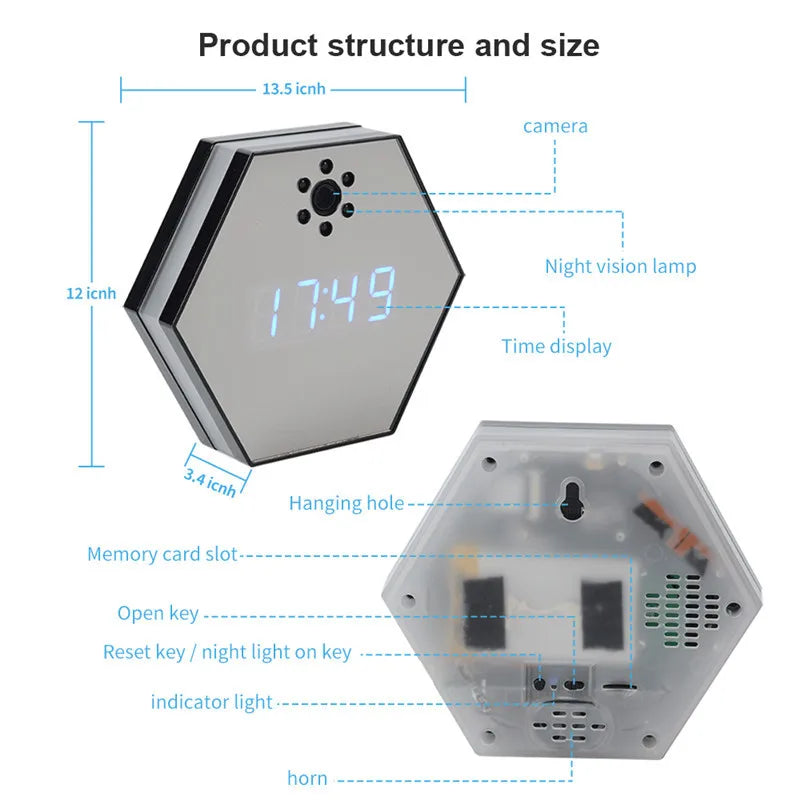 "Innovative Surveillance: 4K HD Mini WiFi Camera Electronic Clock with Two-Way Audio"