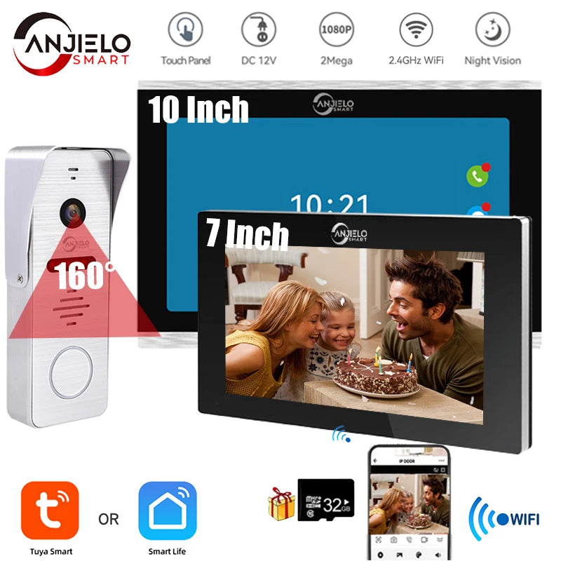 New Tuya 7/10 Inch Video Intercom Wifi Tuya Smart Home video doorbell System.