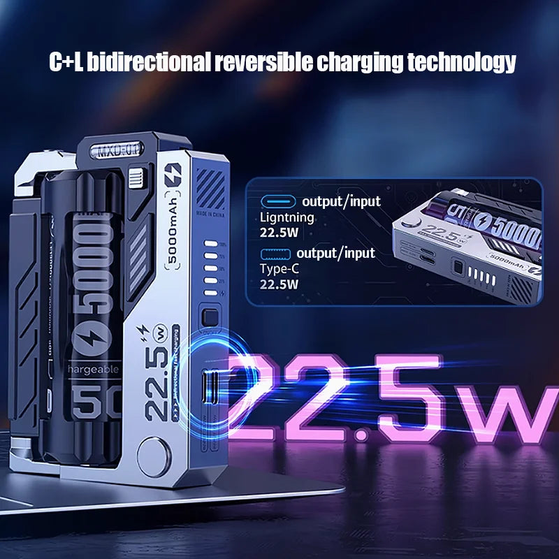 Mecha-Style Portable Power Bank with
Detachable 5000mAh Battery - MXD-01
Charger
