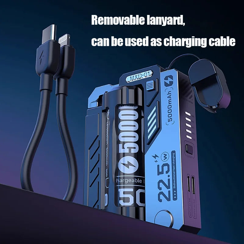 Mecha-Style Portable Power Bank with
Detachable 5000mAh Battery - MXD-01
Charger
