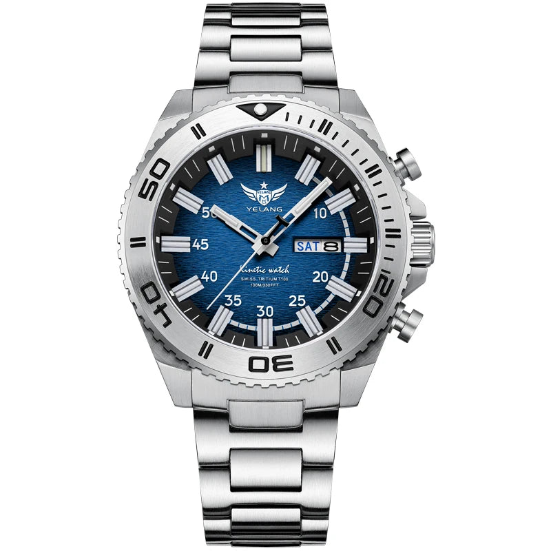 V1035 44mm Men Diving Watc Kinetic Energy Watch 100m luminous Japan PX83 Sapphire