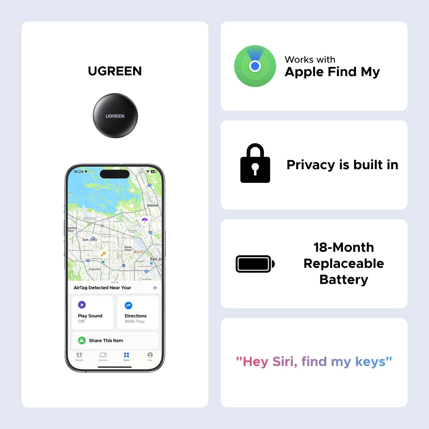 Xion Finder Security SmartTrack Link Smart Tag for Apple Find My Key Bluetooth GPS Tracker For Earbud