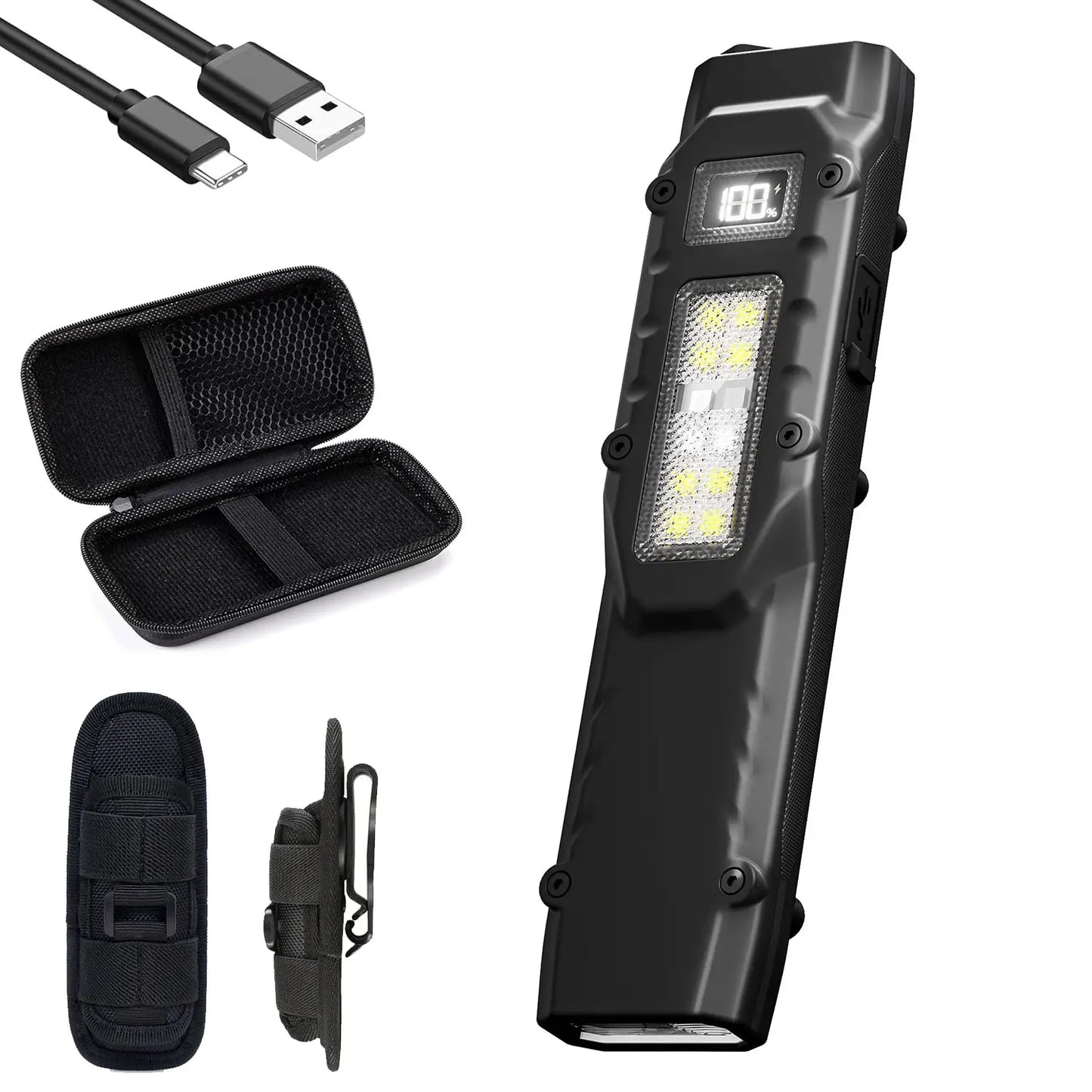 Xion New Tactical Flashlight - Triple-Light Source, Aluminum Alloy Ultra-Thin EDC Rechargeable LED Flashlight