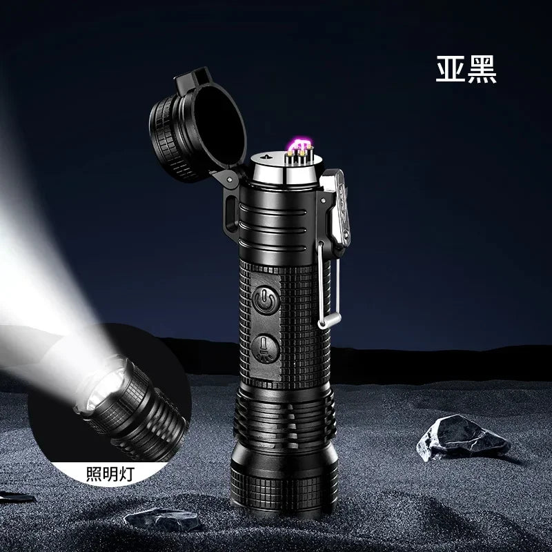 Outdoor Waterproof Flashlight Double Arc Lighter