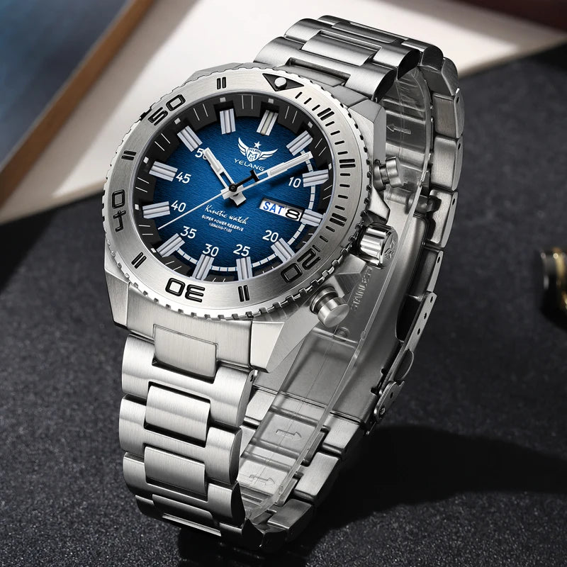 V1035 44mm Men Diving Watc Kinetic Energy Watch 100m luminous Japan PX83 Sapphire