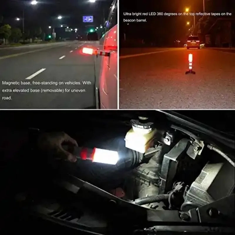2pcs Warning Light Magnetic Flashlight Emergency Roadside Flares