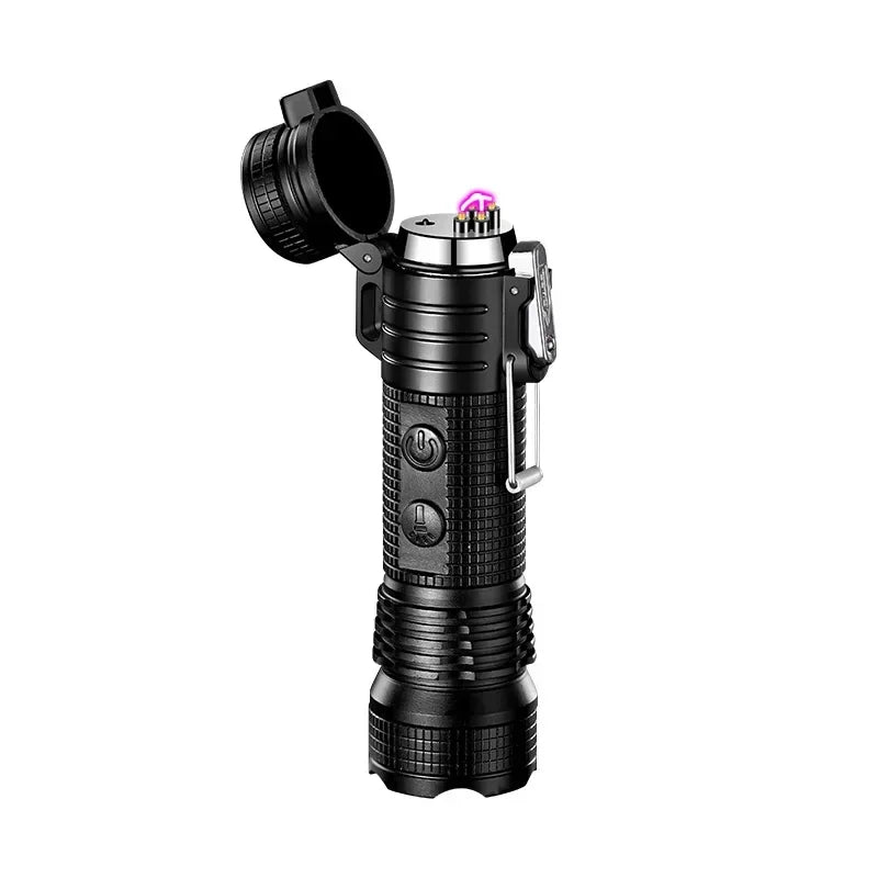 Outdoor Waterproof Flashlight Double Arc Lighter