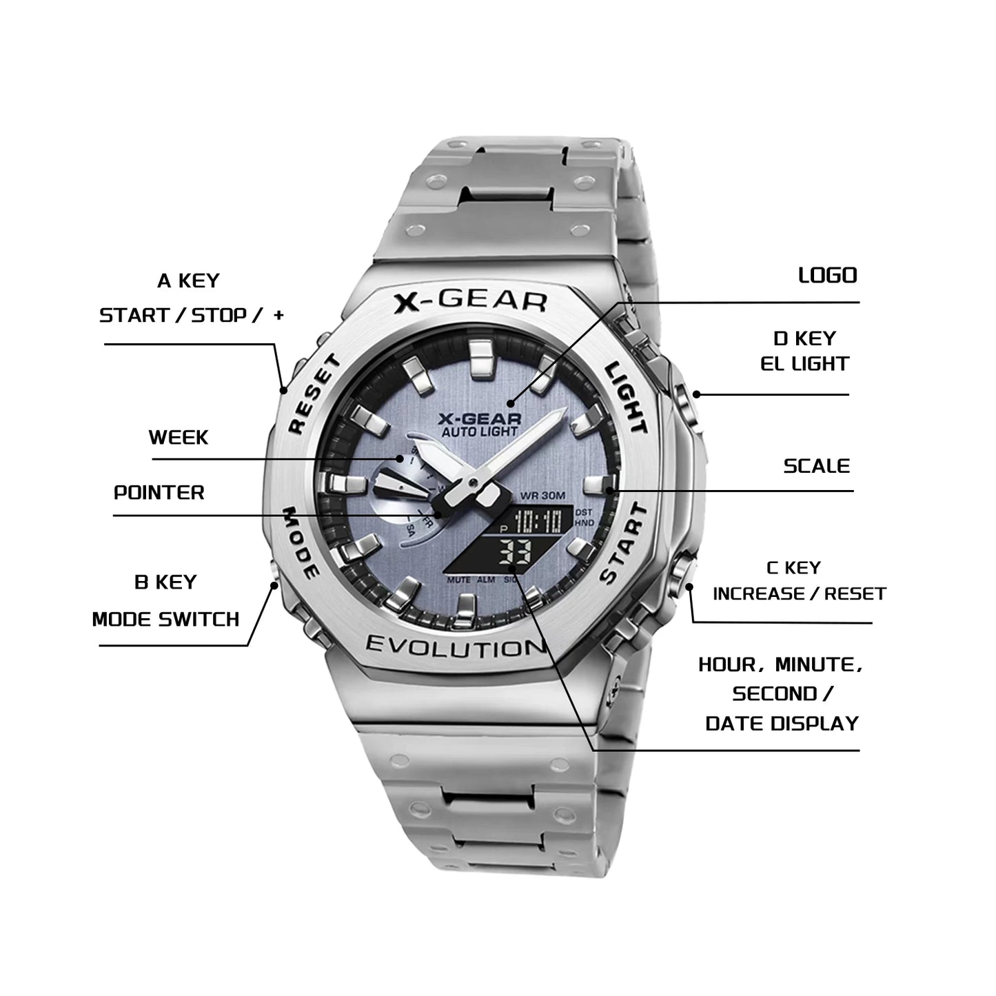X-GEAR Digital Sports Electronic Unisex Watch
