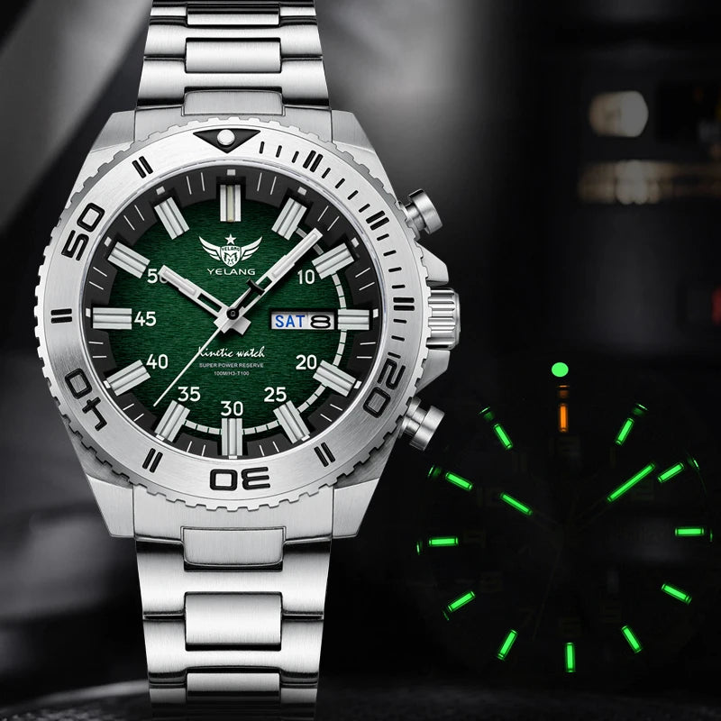 V1035 44mm Men Diving Watc Kinetic Energy Watch 100m luminous Japan PX83 Sapphire