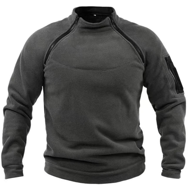 STOUREG Men Fleece Hiking T Shirts,Men Outdoor Zippers Tactical Jackets,Male Warm Hunting Fishing Hiking Coat Sport Top