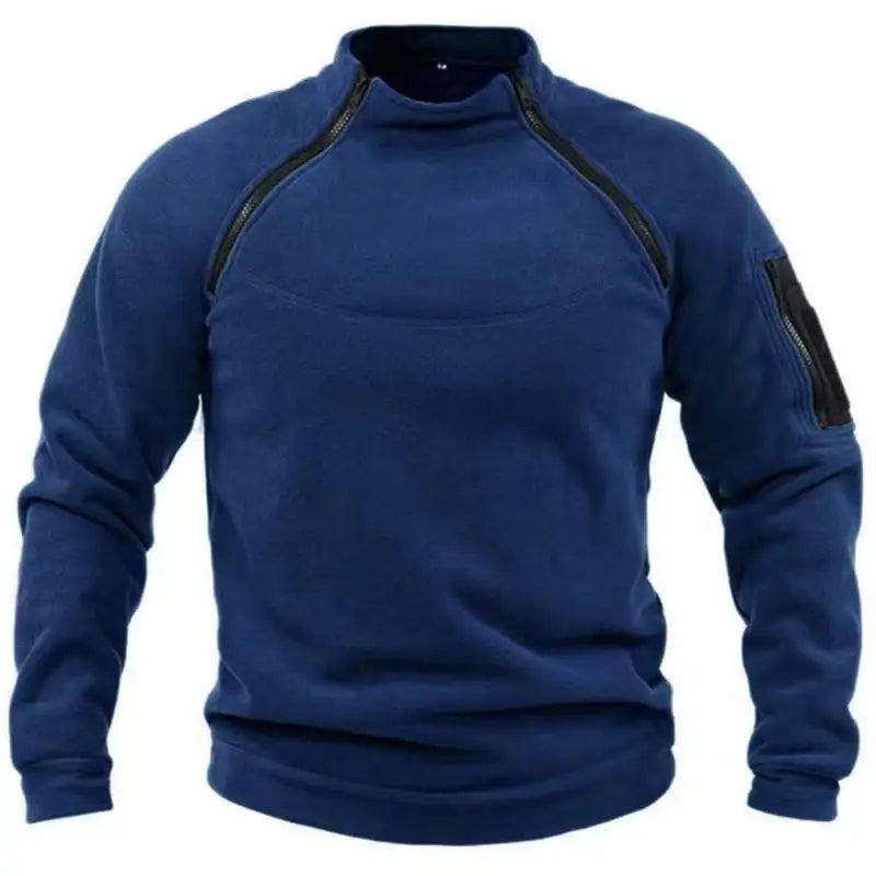 STOUREG Men Fleece Hiking T Shirts,Men Outdoor Zippers Tactical Jackets,Male Warm Hunting Fishing Hiking Coat Sport Top