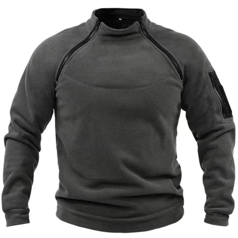 STOUREG Men Fleece Hiking T Shirts,Men Outdoor Zippers Tactical Jackets,Male Warm Hunting Fishing Hiking Coat Sport Top
