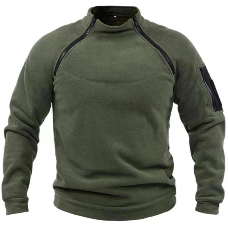 STOUREG Men Fleece Hiking T Shirts,Men Outdoor Zippers Tactical Jackets,Male Warm Hunting Fishing Hiking Coat Sport Top