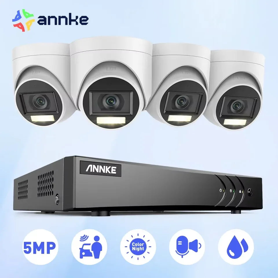 Xion 8CH 5MP Lite Video Surveillance System 5IN1 H.265+ DVR With 4X 5MP PIR Detection Dome Waterproof Security Cameras CCTV Kit