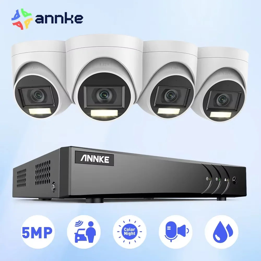 Xion 8CH 5MP Lite Video Surveillance System 5IN1 H.265+ DVR With 4X 5MP PIR Detection Dome Waterproof Security Cameras CCTV Kit