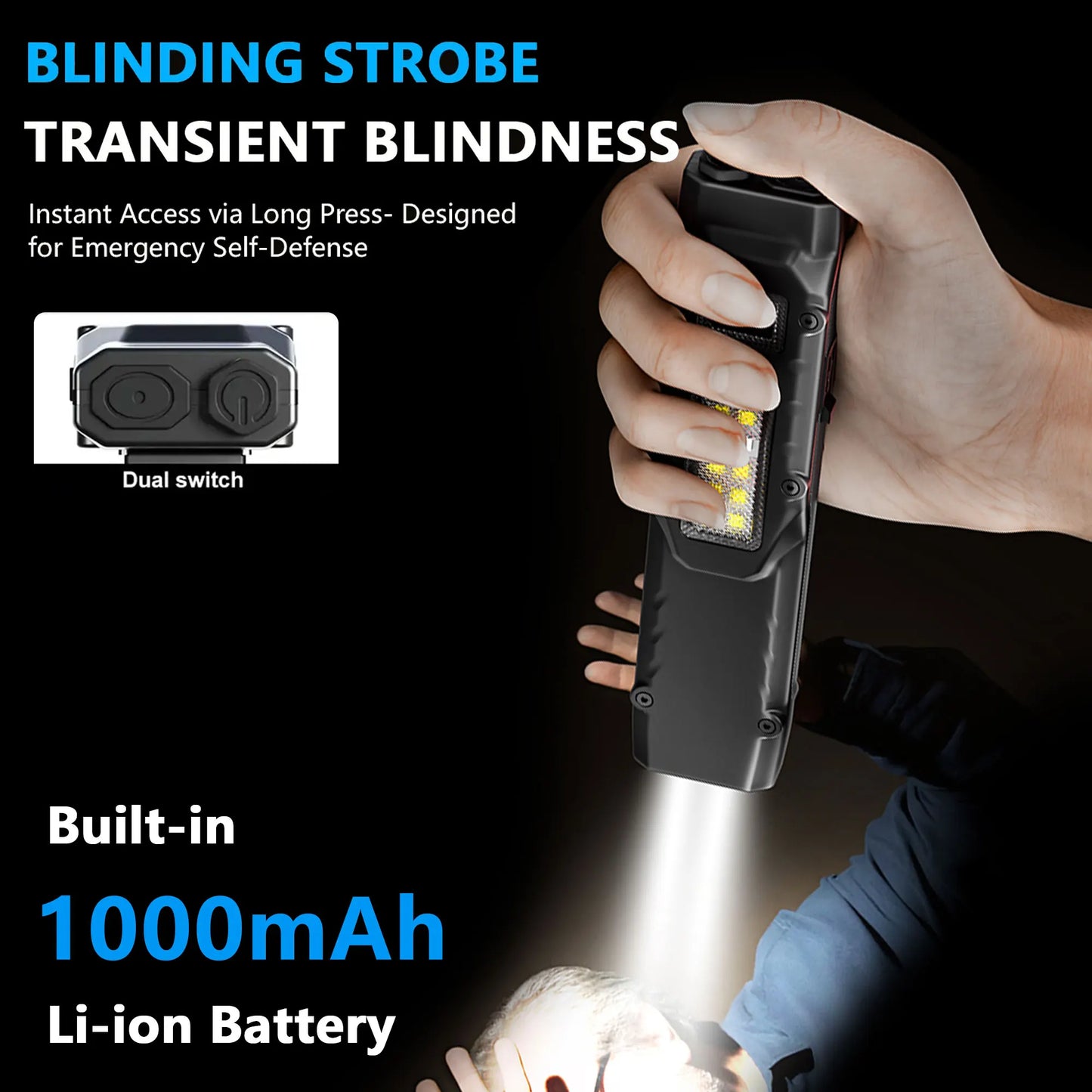 Xion New Tactical Flashlight - Triple-Light Source, Aluminum Alloy Ultra-Thin EDC Rechargeable LED Flashlight