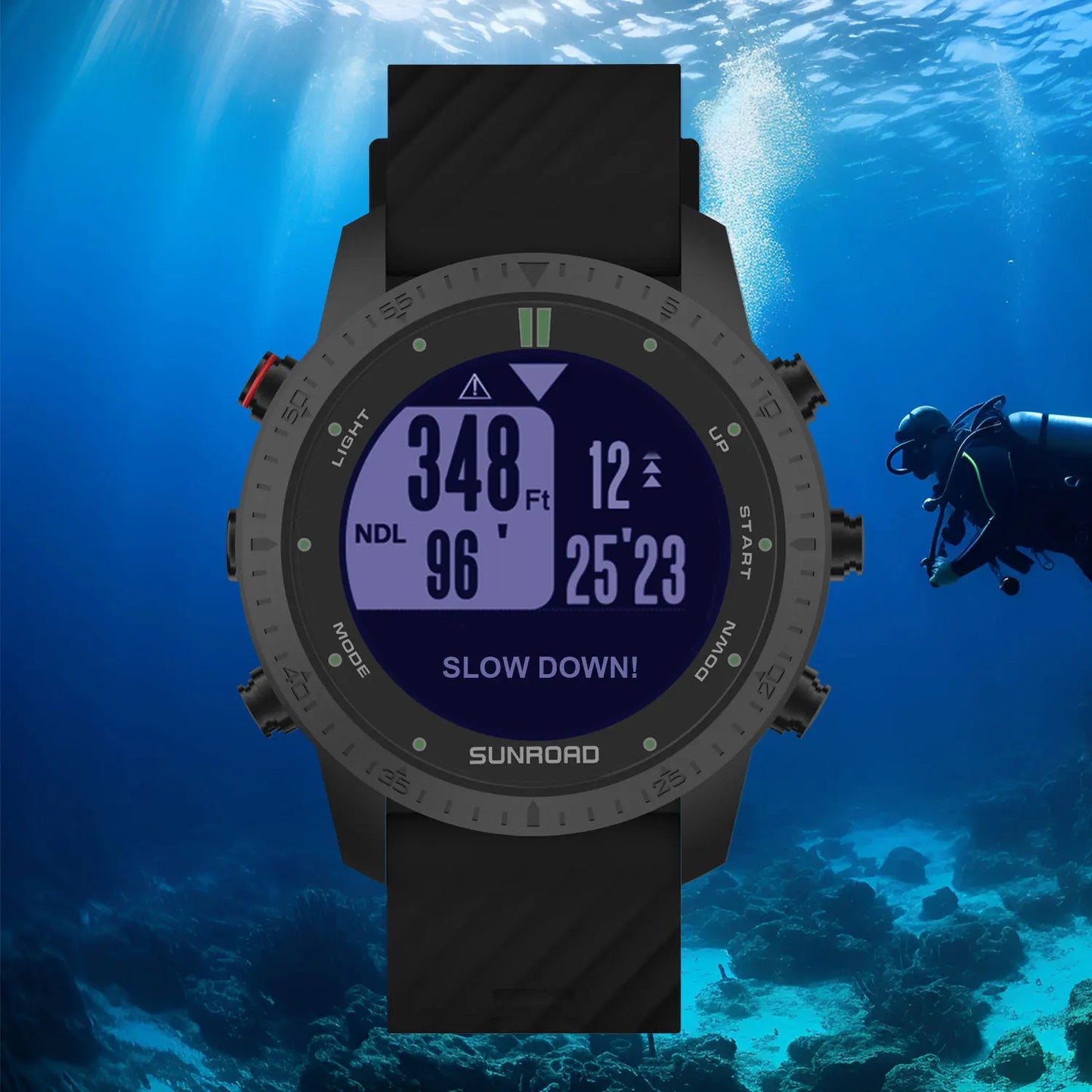 Sunroad D3 Professional Diving Computer Watch Free Scuba 100m Dive Depth