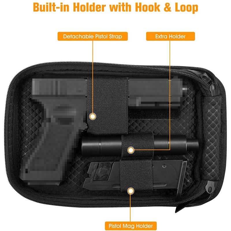 Tactical Gun Pouch Concealed Portable Carry Pistol Case PU Waterproof Fanny Pack Waist Firearm Bag Handgun Air Gun Storage Bag