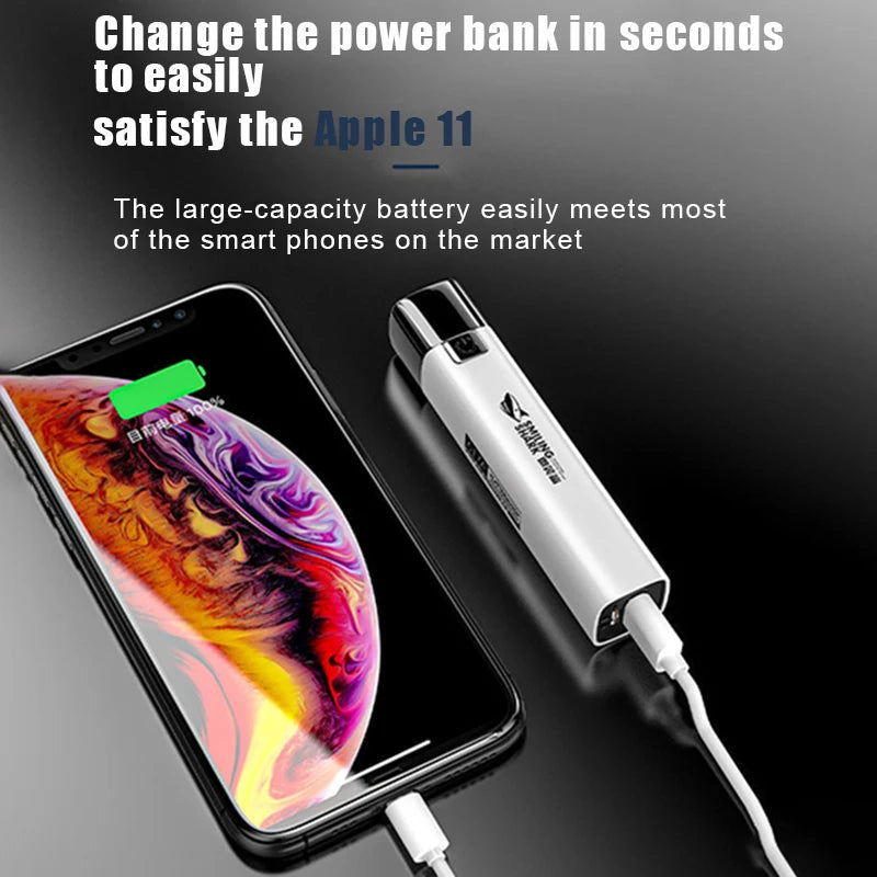 USB Rechargeable LED Flashlight 2 IN 1 9990000LM Super Bright Mini Led Torch & Power Bank