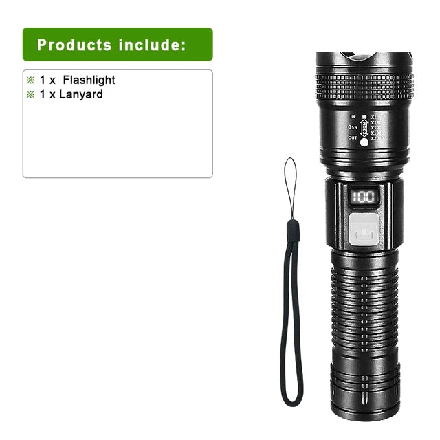100000 Lumens Super Bright Long Range LED Flashlight