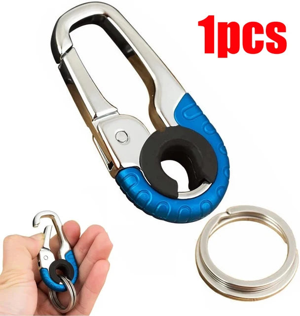 "Stylish & Durable 2-Piece Car Keychain Hook Set: Stainless Steel Buckle Carabiner"