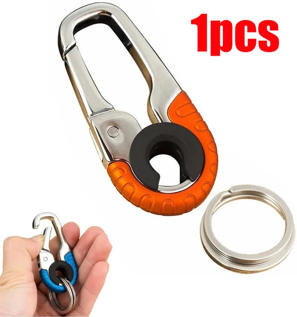 "Stylish & Durable 2-Piece Car Keychain Hook Set: Stainless Steel Buckle Carabiner"