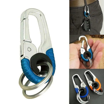 "Stylish & Durable 2-Piece Car Keychain Hook Set: Stainless Steel Buckle Carabiner"