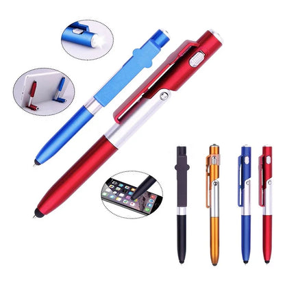 TacPen-4 In 1 Multifunction Ballpoint Pen with LED Light Fold Phone Holder Night Reading Light