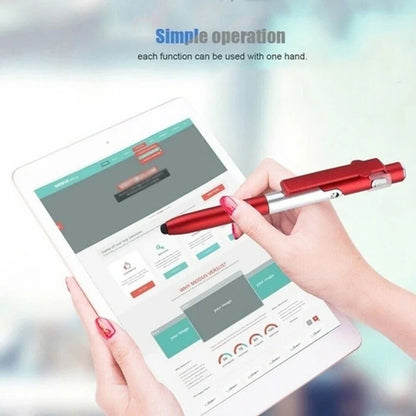 TacPen-4 In 1 Multifunction Ballpoint Pen with LED Light Fold Phone Holder Night Reading Light