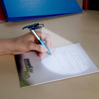 TacPen-4 In 1 Multifunction Ballpoint Pen with LED Light Fold Phone Holder Night Reading Light