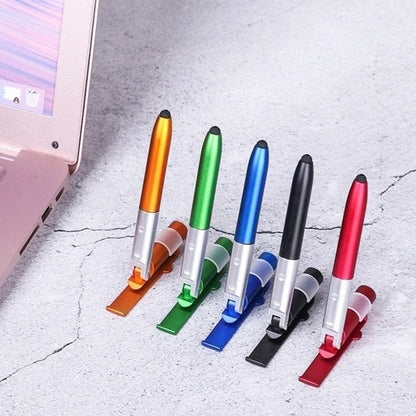 TacPen-4 In 1 Multifunction Ballpoint Pen with LED Light Fold Phone Holder Night Reading Light