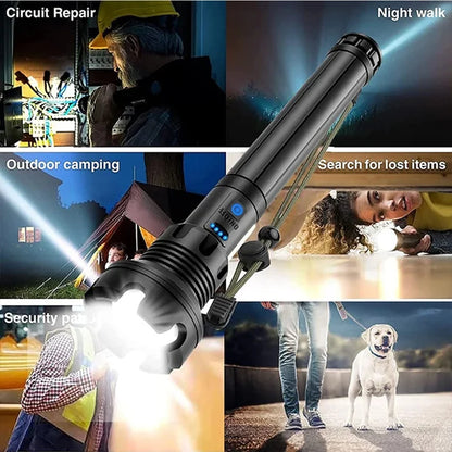 "Illuminate Your World: 90000 Lumens XHP90 LED Tactical Flashlight - Power & Precision"