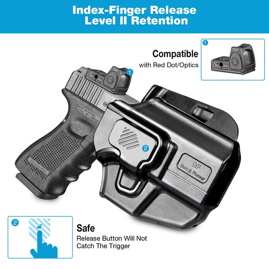 Universal Polymer OWB Holster for Glock/Taurus/Springfield/TARA/Walther/Ruger/S&W/Sig Sauer/CZ/SCCY Compatible with red dot