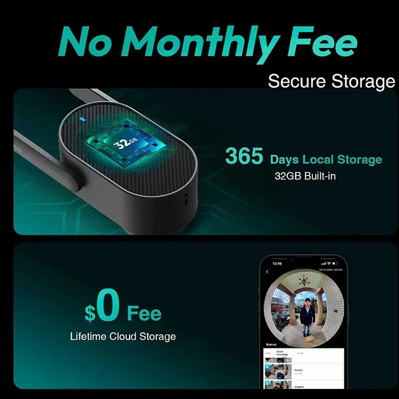 Fisheye Lens Video Doorbell  Wifi 2.5K 5MP