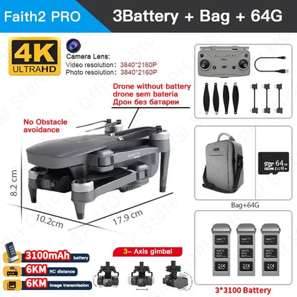 C-FLY Faith2 Pro Drone 4K Professional 3-Axis Gimbal 5G Wifi GPS FPV