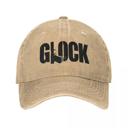 "Aim for Style: Distressed Denim Glock Tactical Shooting Baseball Caps"
