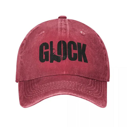 "Aim for Style: Distressed Denim Glock Tactical Shooting Baseball Caps"